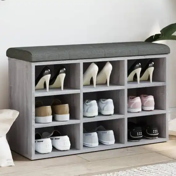 VidaXL Ławka na buty, szary dąb sonoma, 82x32x50 cm - Hurtownia wielobranżowa Lumarko Zamów dziś