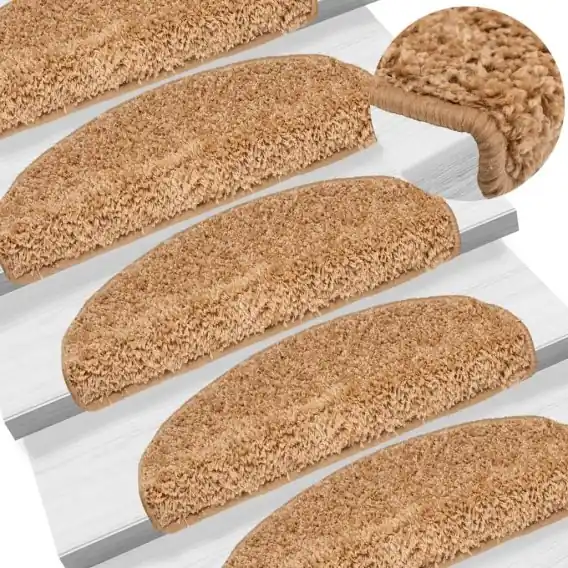 VidaXL Maty na schody 15 szt. 65x21x4 cm Beżowe półokrągłe duże - Hurtownia wielobranżowa Lumarko Szybka dostawa