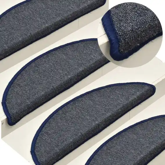 Tylko do końca tygodnia VidaXL Maty na schody 15 szt. 65x24x4 cm Ciemnoszare i niebieskie, półokrągłe, duże - Hurtownia wielobranżowa Lumarko