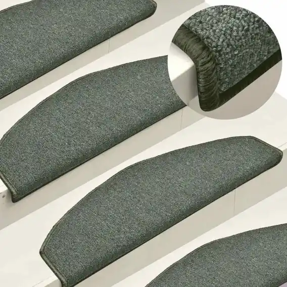 VidaXL Maty na schody 15 szt. 65x24x4 cm Ciemnozielone Półokrągłe Duże - Hurtownia wielobranżowa Lumarko Sprawdź teraz