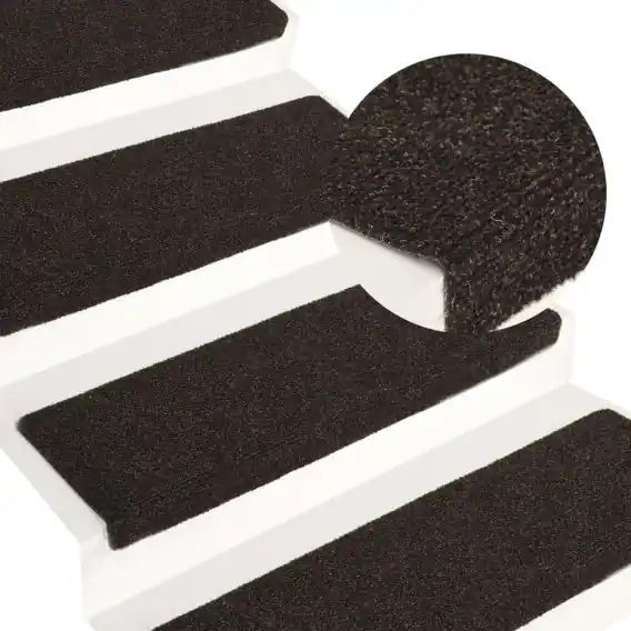 Dodaj do koszyka VidaXL Maty na schody samoprzylepne 15 szt. 65x21x4 cm Ciemnobrązowe, prostokątne krawędzie - Hurtownia wielobranżowa Lumarko