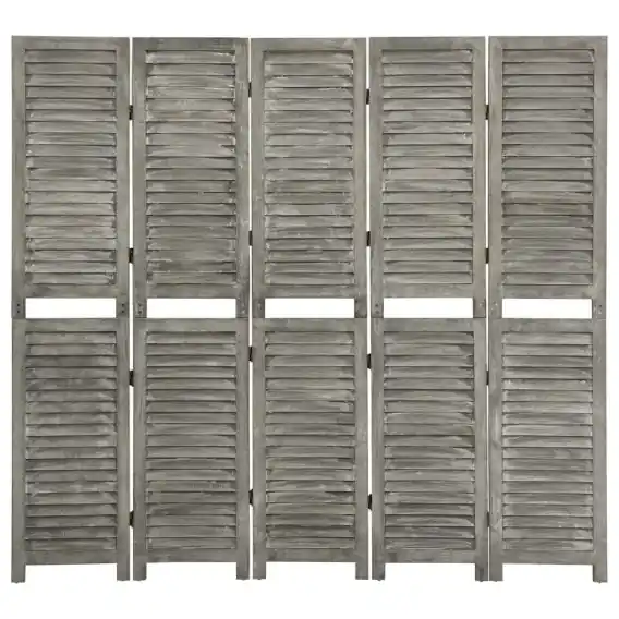 VidaXL Parawan 5-panelowy, szary, 179 x 166 cm, lite drewno - Hurtownia wielobranżowa Lumarko Ostatnie sztuki