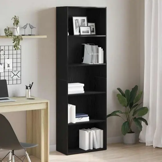 Hit sprzedaży VidaXL Regał biblioteczny Czarny Dąb 60x30x189 cm Drewno klejone - Hurtownia wielobranżowa Lumarko