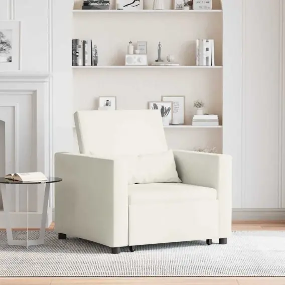 VidaXL Rozkładana sofa jednoosobowa z kółkami Kremowy Aksamit - Hurtownia wielobranżowa Lumarko Darmowy zwrot