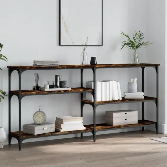 VidaXL Stolik konsolowy, przydymiony dąb, 160x29x75 cm - Hurtownia wielobranżowa Lumarko Tylko do końca tygodnia