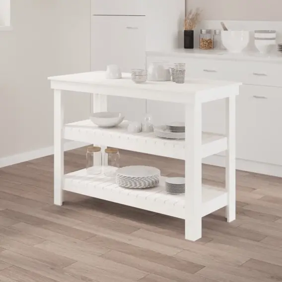 Ograniczona ilość VidaXL Stolik roboczy, biały, 110,5x50x80 cm, lite drewno sosnowe - Hurtownia wielobranżowa Lumarko