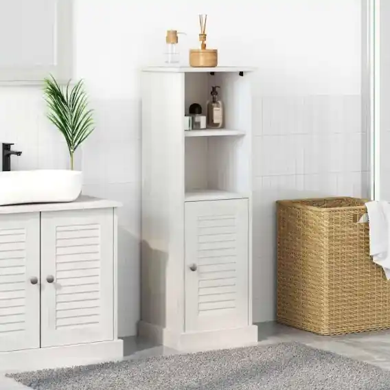 VidaXL Szafka Łazienkowa VIGO Biały i Biały Antyk 37 x 34 x 110 cm - Hurtownia wielobranżowa Lumarko Darmowy zwrot