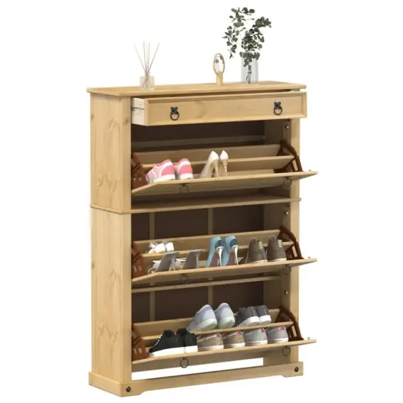 VidaXL Szafka na buty Corona, 99x32x138 cm, lite drewno sosnowe - Hurtownia wielobranżowa Lumarko Ekspresowa dostawa