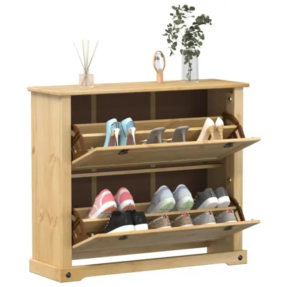 VidaXL Szafka na buty Corona, 99x32x85 cm, lite drewno sosnowe - Hurtownia wielobranżowa Lumarko Do wyczerpania zapasów