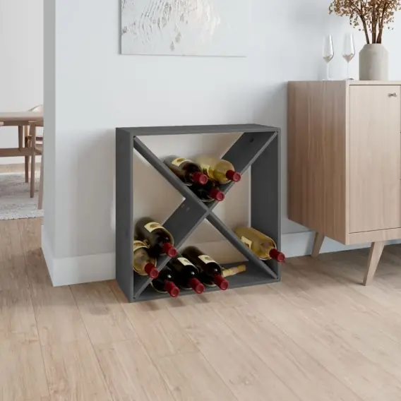VidaXL Szafka na wino, szara, 62x25x62 cm, lite drewno sosnowe - Hurtownia wielobranżowa Lumarko Szybka wysyłka