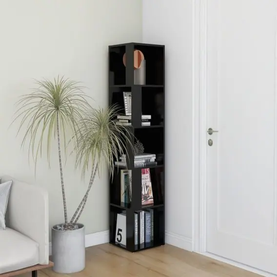 VidaXL Szafka narożna, czarna, 33x33x164,5 cm, materiał drewnopochodny - Hurtownia wielobranżowa Lumarko Okazja
