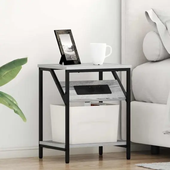 VidaXL Szafka Nocna Szary Sonoma 38 x 30 x 48 cm Drewno inżynieryjne - Hurtownia wielobranżowa Lumarko Ostatnie sztuki