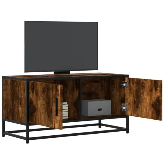 VidaXL Szafka pod telewizor, przydymiony dąb, 80x34,5x40 cm - Hurtownia wielobranżowa Lumarko Bezpieczne zakupy