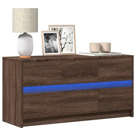 Hit cenowy VidaXL Szafka pod TV z LED, brązowy dąb, 100x34x50 cm - Hurtownia wielobranżowa Lumarko