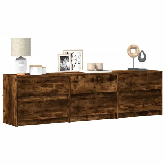 Bestseller VidaXL Szafka pod TV z LED, przydymiony dąb, 180x34x50 cm - Hurtownia wielobranżowa Lumarko
