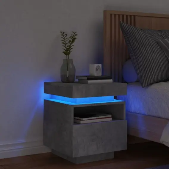 Promocja VidaXL Szafka nocna z oświetleniem LED, szarość betonu, 40x39x48,5 cm - Hurtownia wielobranżowa Lumarko