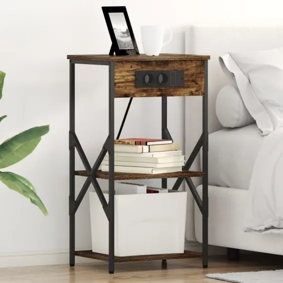 Kup online VidaXL Szafka Nocna z półką 2 szt. Dąb wędzony 41 x 31 x 76 cm - Hurtownia wielobranżowa Lumarko