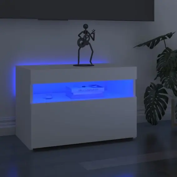 VidaXL Szafka pod TV z oświetleniem LED, biała, 60x35x40 cm - Hurtownia wielobranżowa Lumarko Kup teraz