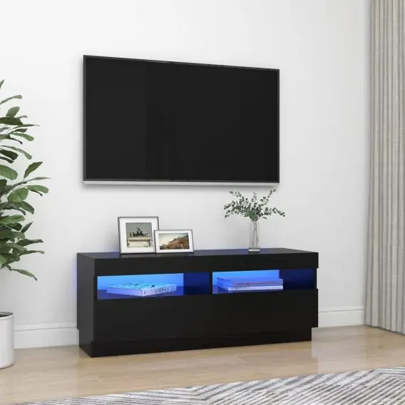 VidaXL Szafka pod TV z oświetleniem LED, czarna, 100x35x40 cm - Hurtownia wielobranżowa Lumarko Bestseller