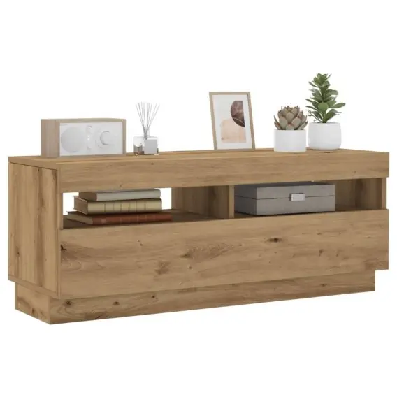 VidaXL Szafka pod TV z oświetleniem LED, dąb artisan, 100x35x40 cm - Hurtownia wielobranżowa Lumarko Ekspresowa dostawa