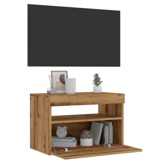 VidaXL Szafka pod TV z oświetleniem LED, dąb artisan, 60x35x40 cm - Hurtownia wielobranżowa Lumarko Hit cenowy