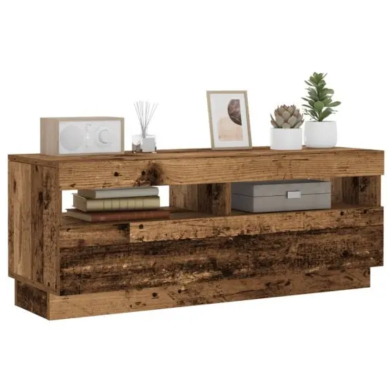 Dostępne od ręki VidaXL Szafka pod TV z oświetleniem LED, stare drewno, 100x35x40 cm - Hurtownia wielobranżowa Lumarko