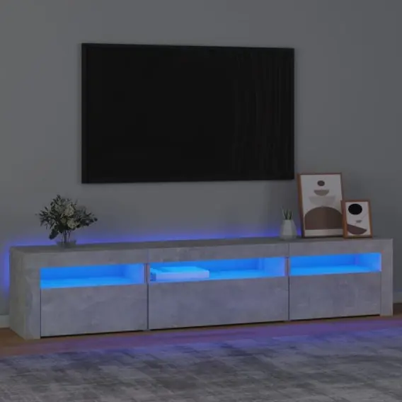 VidaXL Szafka pod TV z oświetleniem LED, szarość betonu, 195x35x40 cm - Hurtownia wielobranżowa Lumarko Tani