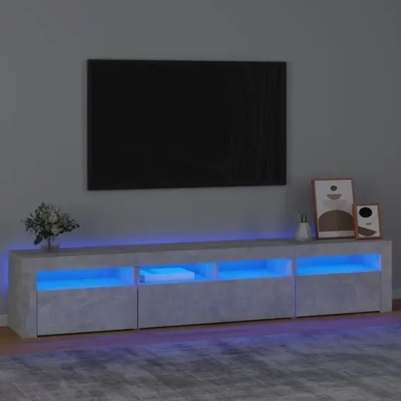 VidaXL Szafka pod TV z oświetleniem LED, szarość betonu, 210x35x40 cm - Hurtownia wielobranżowa Lumarko Popularny