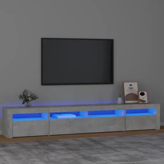VidaXL Szafka pod TV z oświetleniem LED, szarość betonu, 240x35x40 cm - Hurtownia wielobranżowa Lumarko Kup teraz