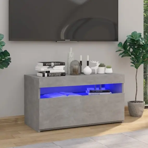 Super okazja VidaXL Szafka pod TV z oświetleniem LED, szarość betonu, 75x35x40 cm - Hurtownia wielobranżowa Lumarko