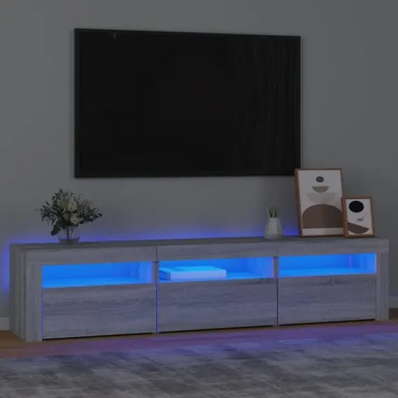 Tylko do końca tygodnia VidaXL Szafka pod TV z oświetleniem LED, szarość sonoma, 180x35x40 cm - Hurtownia wielobranżowa Lumarko