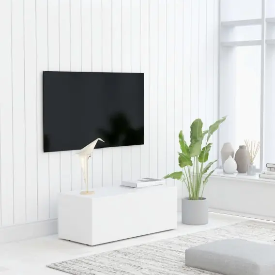 VidaXL Szafka pod TV, biała, 80x34x30 cm, materiał drewnopochodny - Hurtownia wielobranżowa Lumarko Najlepsza cena