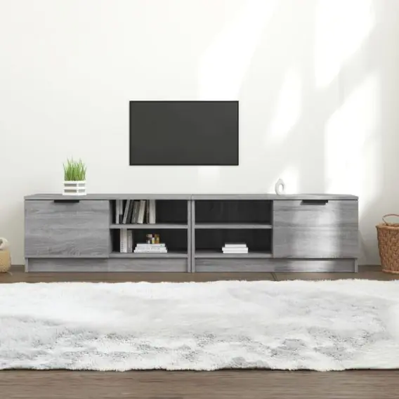 VidaXL Szafki pod telewizor, 2 szt., szary dąb sonoma, 80x35x36,5 cm - Hurtownia wielobranżowa Lumarko Wyjątkowa oferta