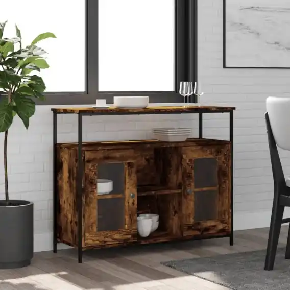 VidaXL Szafka, przydymiony dąb, 100x35x80 cm, materiał drewnopochodny - Hurtownia wielobranżowa Lumarko Oferta limitowana