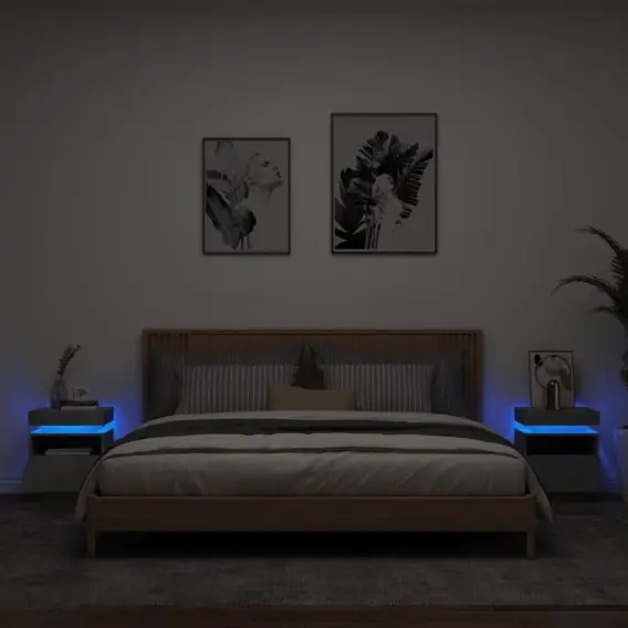 Łatwy zwrot VidaXL Szafki nocne z LED, 2 szt., szarość betonu, 40x39x48,5 cm - Hurtownia wielobranżowa Lumarko