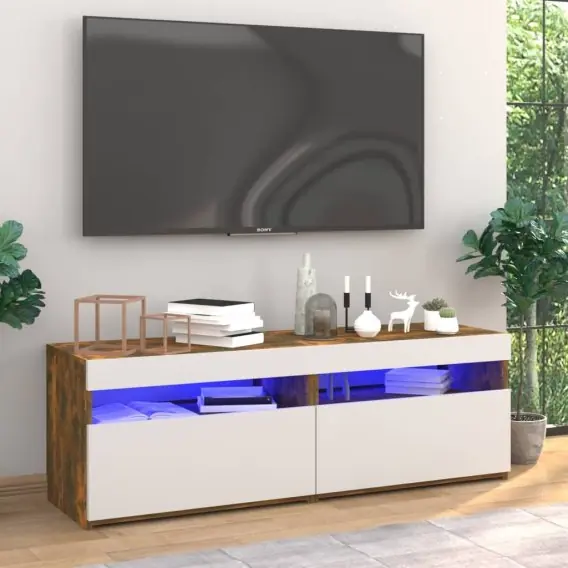 Ostatnia szansa VidaXL Szafki pod TV z LED, 2 szt., przydymiony dąb, 60x35x40 cm - Hurtownia wielobranżowa Lumarko
