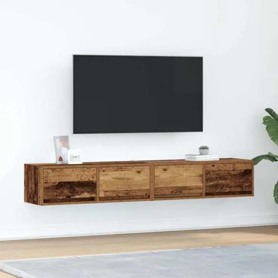 VidaXL Szafki RTV 2 szt. Stare drewno 80x31x25,5 cm Drewno klejone - Hurtownia wielobranżowa Lumarko Zamów teraz