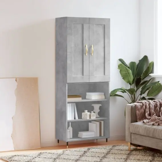 VidaXL Witrynka, szarość betonu 69,5x34x180 cm materiał drewnopochodny - Hurtownia wielobranżowa Lumarko Zamów dziś