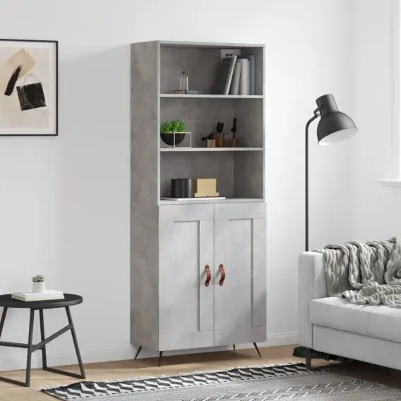 VidaXL Witrynka, szarość betonu 69,5x34x180 cm materiał drewnopochodny - Hurtownia wielobranżowa Lumarko Oferta limitowana