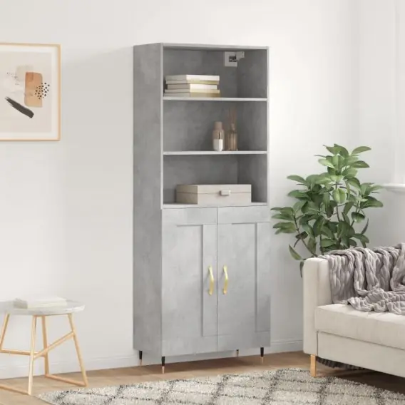 Wybór klientów VidaXL Witrynka, szarość betonu 69,5x34x180 cm materiał drewnopochodny - Hurtownia wielobranżowa Lumarko