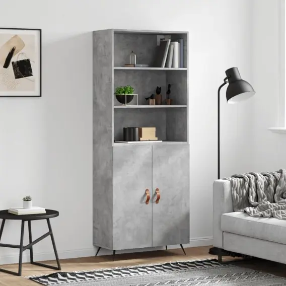 Rabat VidaXL Witrynka, szarość betonu 69,5x34x180 cm materiał drewnopochodny - Hurtownia wielobranżowa Lumarko