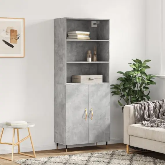 VidaXL Witrynka, szarość betonu 69,5x34x180 cm materiał drewnopochodny - Hurtownia wielobranżowa Lumarko Oferta limitowana