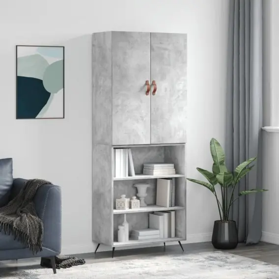 Zniżka VidaXL Witrynka, szarość betonu 69,5x34x180 cm materiał drewnopochodny - Hurtownia wielobranżowa Lumarko