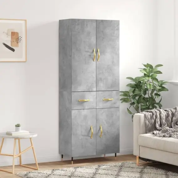 VidaXL Witrynka, szarość betonu 69,5x34x180 cm materiał drewnopochodny - Hurtownia wielobranżowa Lumarko Ostatnie sztuki