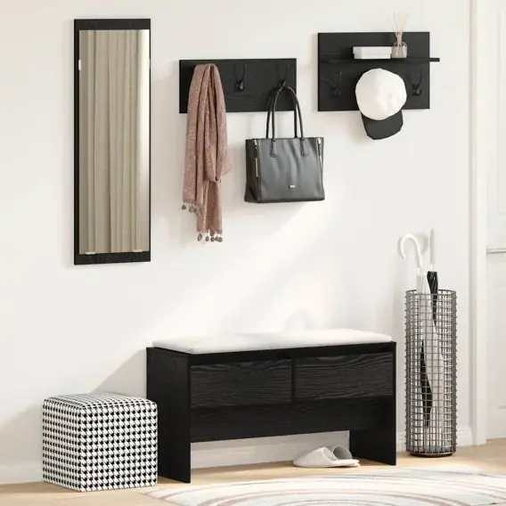 VidaXL Zestaw mebli do przedpokoju 4 szt. Czarny Dąb 90 x 31 x 46,5 cm - Hurtownia wielobranżowa Lumarko Rabat
