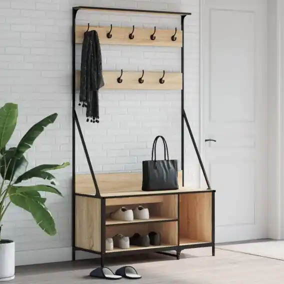 Wieszak na ubrania z miejscem na buty, dąb sonoma 100x41x184 cm Lumarko! XXX - Hurtownia wielobranżowa Lumarko Zniżka