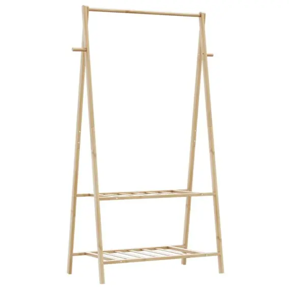 Wieszak na ubrania, z półkami, 96x45,5x150,5 cm, bambusowy Lumarko! - Hurtownia wielobranżowa Lumarko Ostatnie sztuki