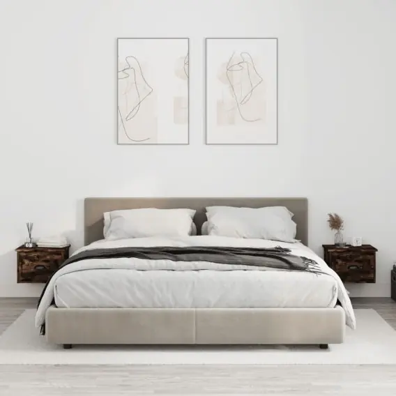 Darmowy zwrot Wiszące szafki nocne, 2 szt., przydymiony dąb, 41,5x36x28 cm Lumarko! - Hurtownia wielobranżowa Lumarko