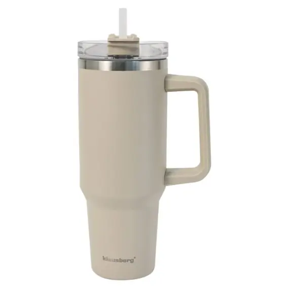 Ostatnie sztuki Stalowy Kubek Termiczny Termos 1100ml Z Rączką I Słomką Klausberg...