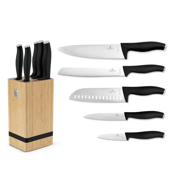 Dodaj do koszyka Zestaw Noży Berlinger Haus Bh-2971 Matte Black W Bloku Bambusowym...